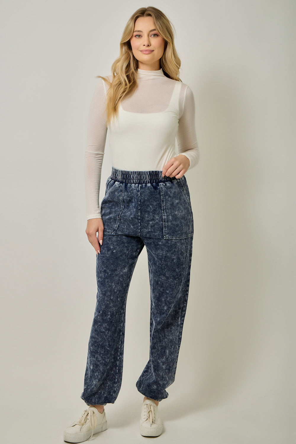 Washed Knit Denim Sweatpants