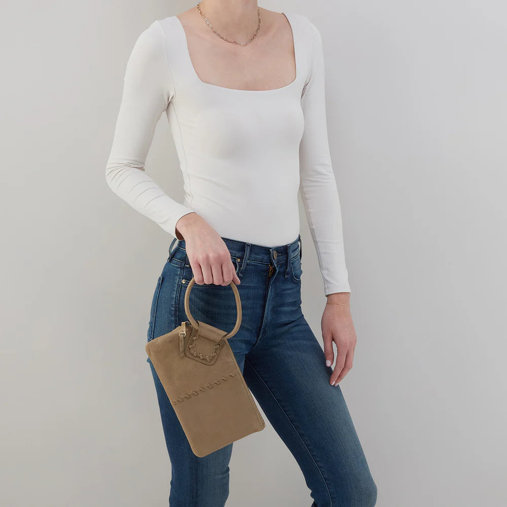 Sable Whipstitch Metallic Wristlet