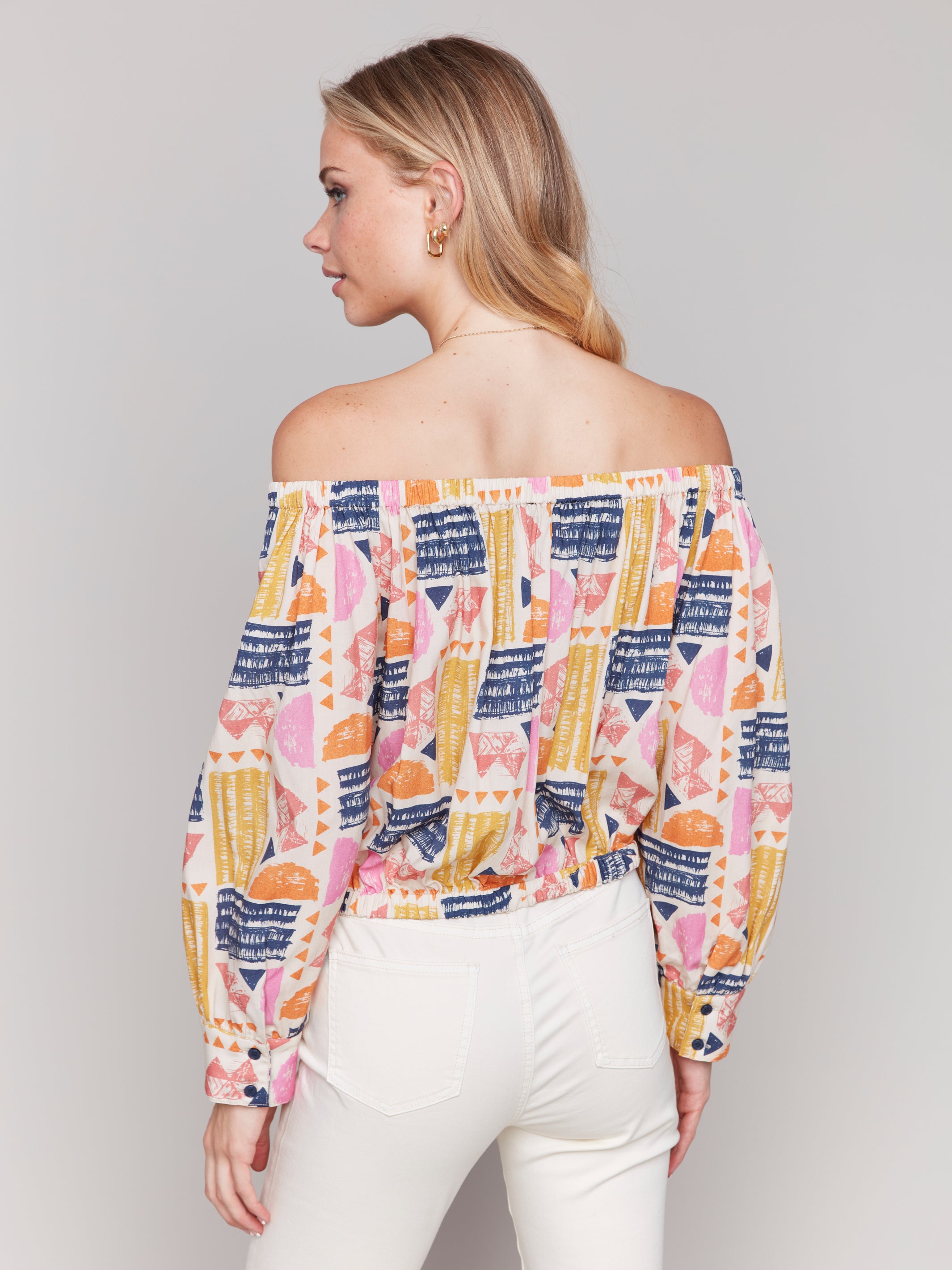 Off Shoulder Printed Blouse Batik