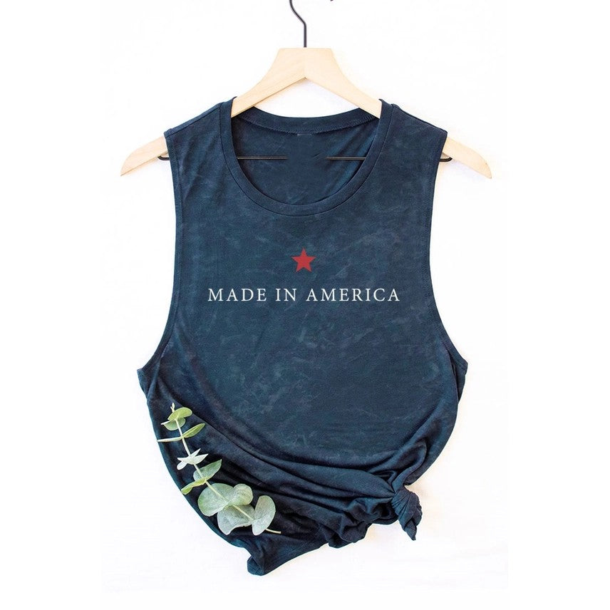 Made In America Star Graphic Tank Mineral Navy