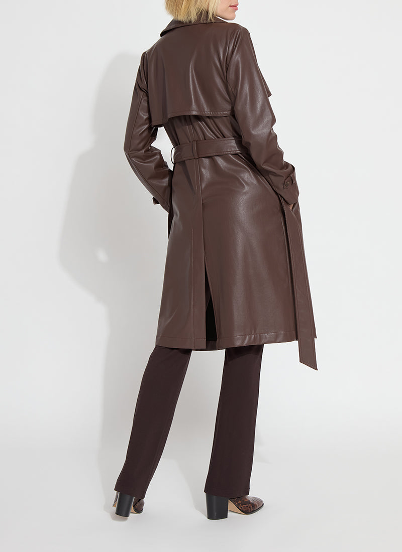 Cielo Vegan Leather Trench Coat Dark Mocha