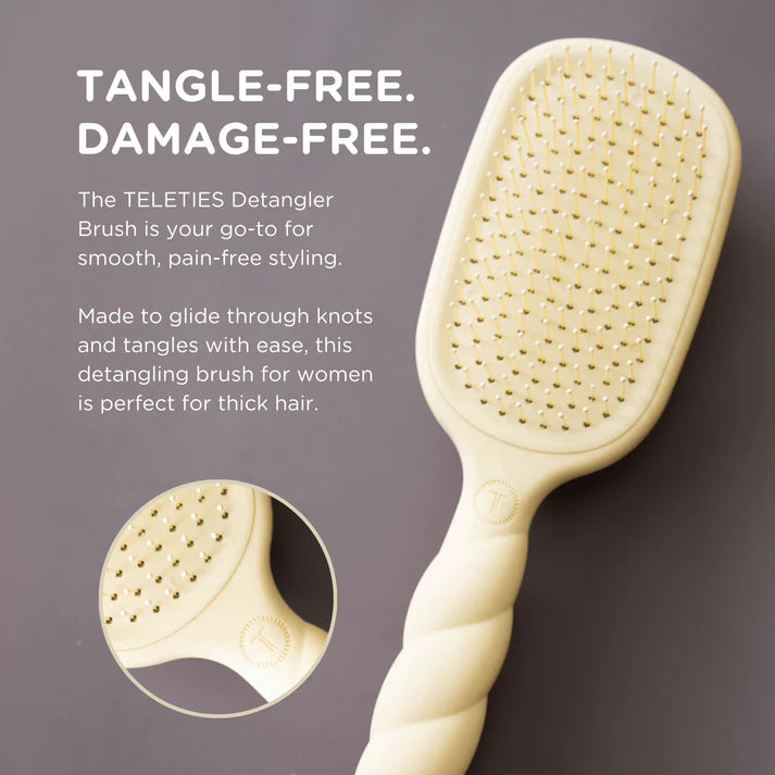 Teleties Hair Brush Tan Detangler - Thick Hair
