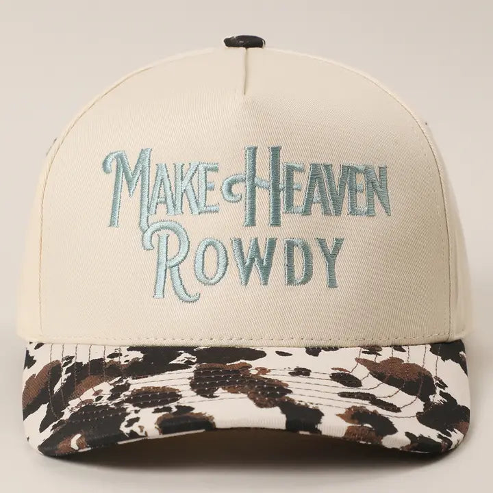 Make Heaven Rowdy Cow Print Trucker Hat