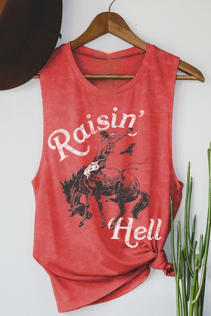 Raisin' Hell Mineral Wash Tank Scarlette Red
