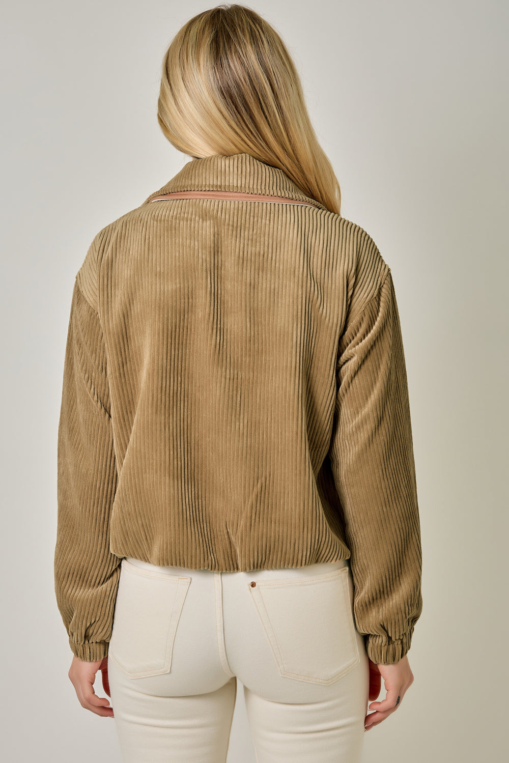 Corduroy Double Collar Bubble Hem Top