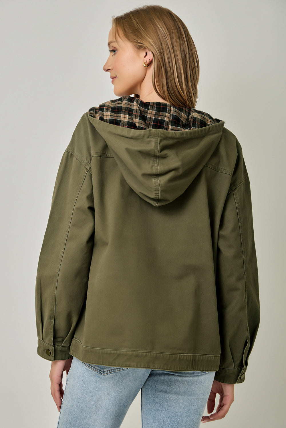 Washed Twill Half Zip Hoodie Barn Jacket