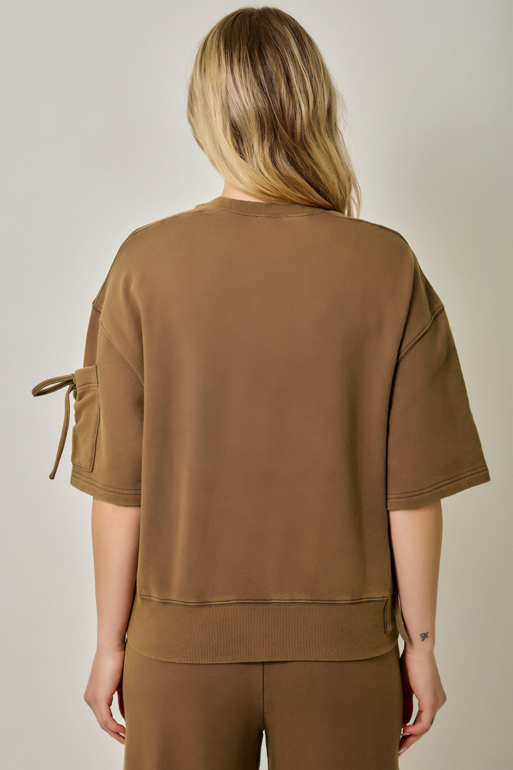 Vintage Washed French Terry Bowed Pocket Top