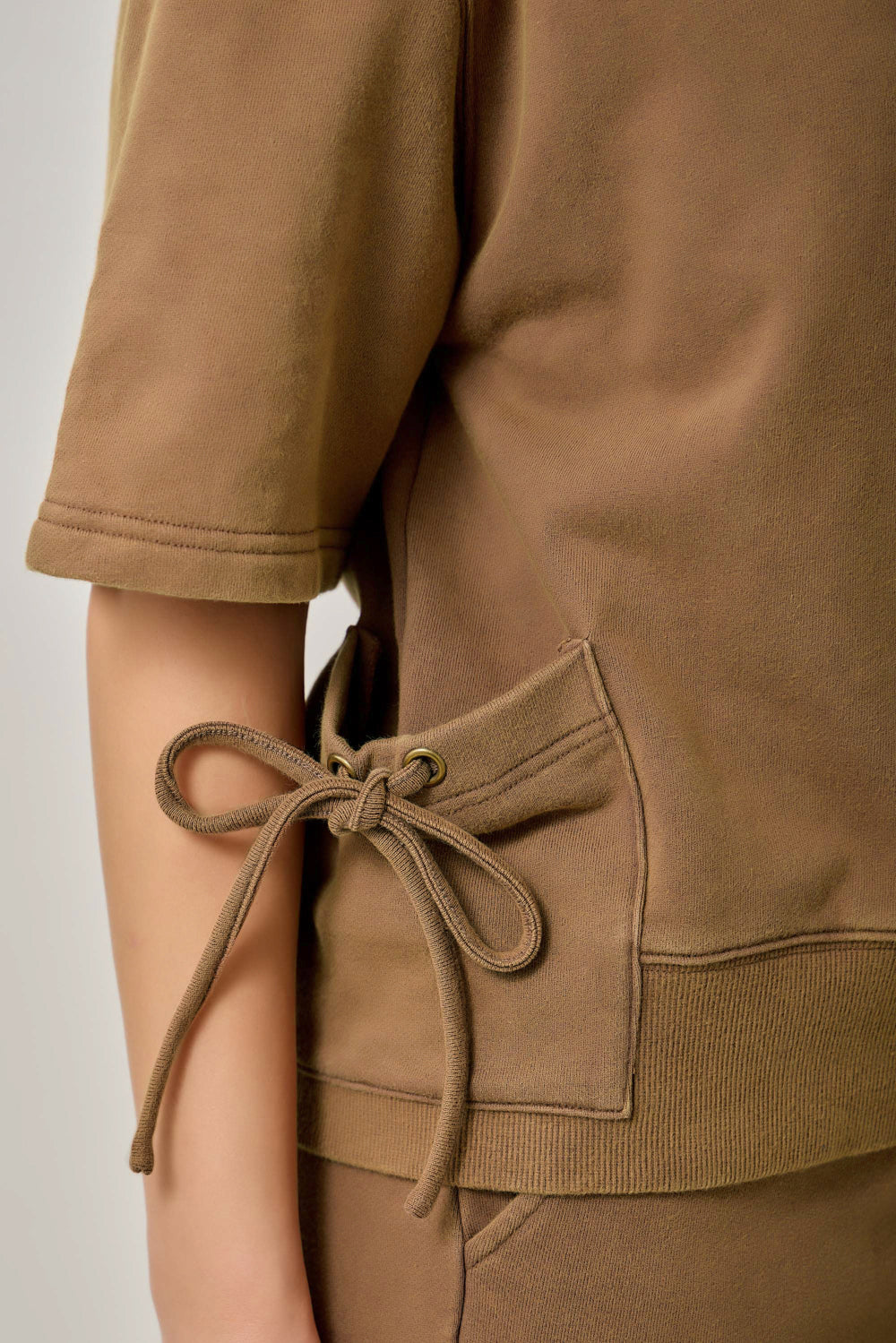 Vintage Washed French Terry Bowed Pocket Top