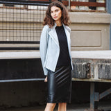 Classic Leather Knit Moto Jacket Stone