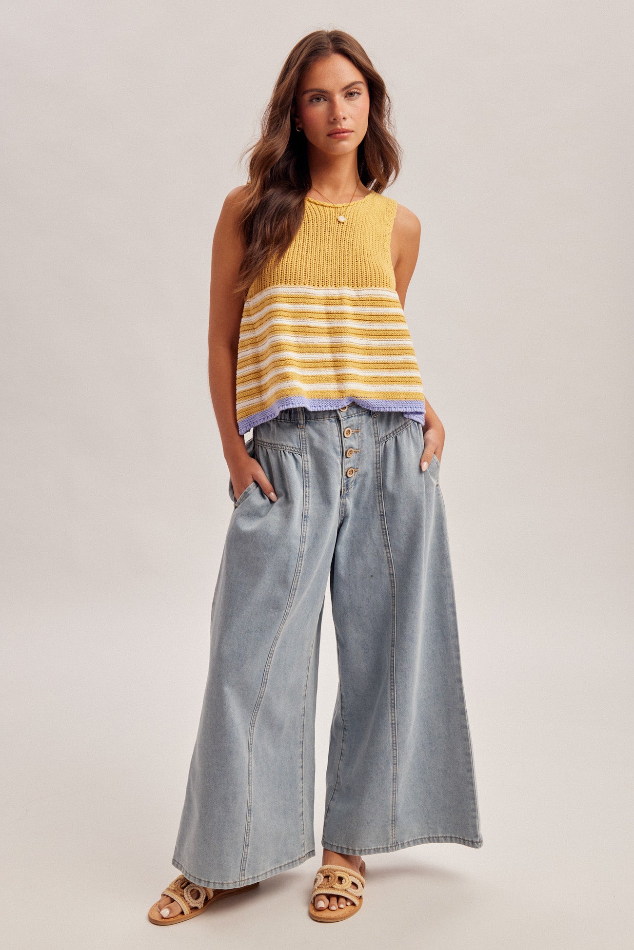 Wide Fit Slouchy Flare Denim Pants Light Blue