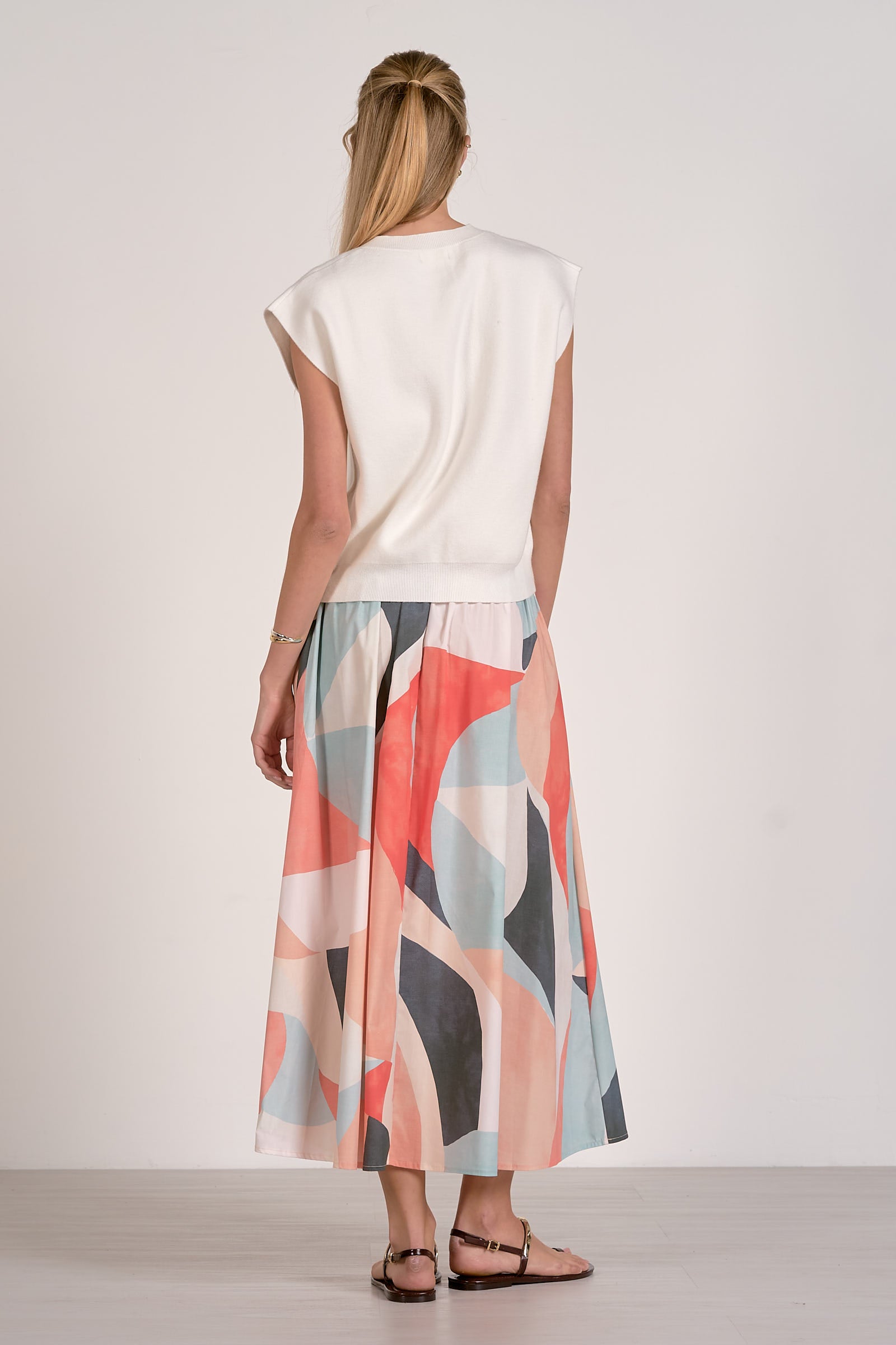 Elastic Waist Printed Skirt Multi Prism