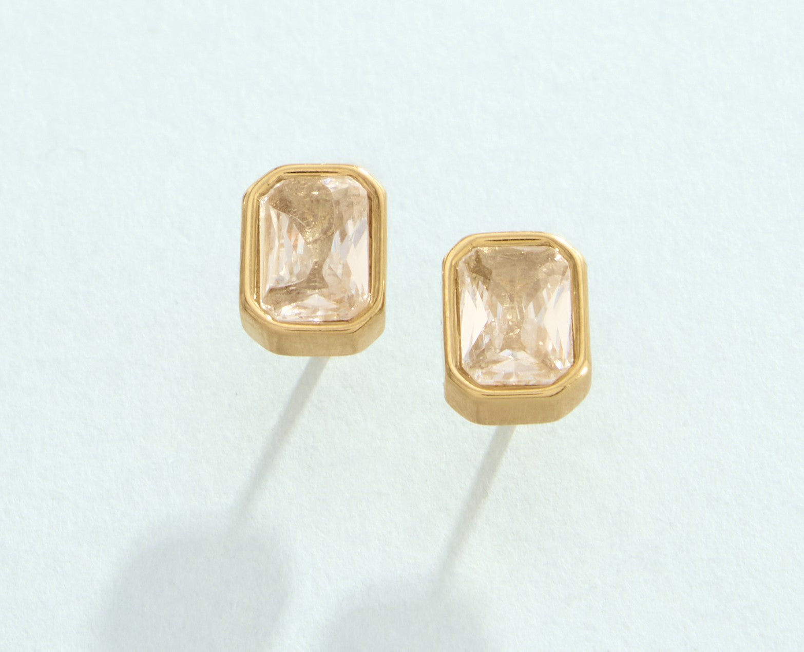 Columbia Square Stud Earrings - Crystal