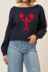 Boatneck Lobster Sweater Navy