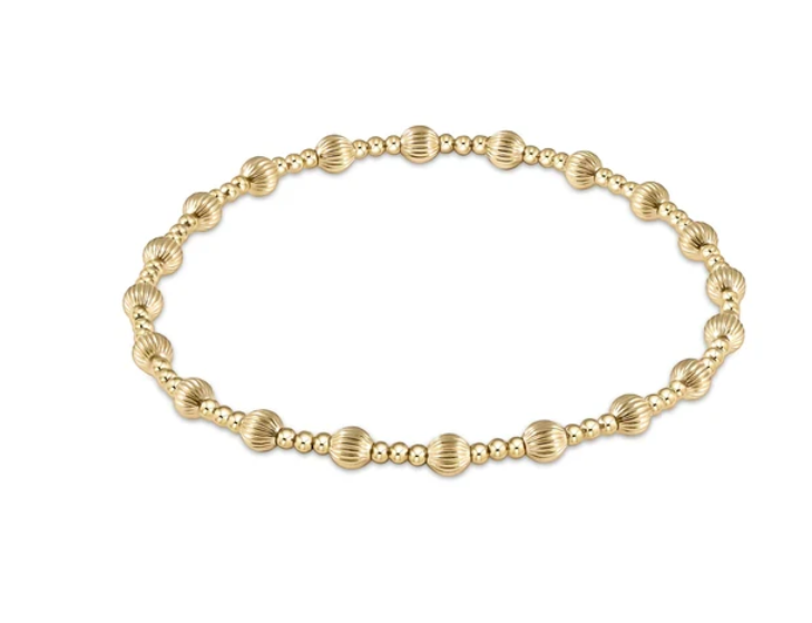 Extends Dignity Sincerity Pattern 4mm Bead Bracelet - Gold