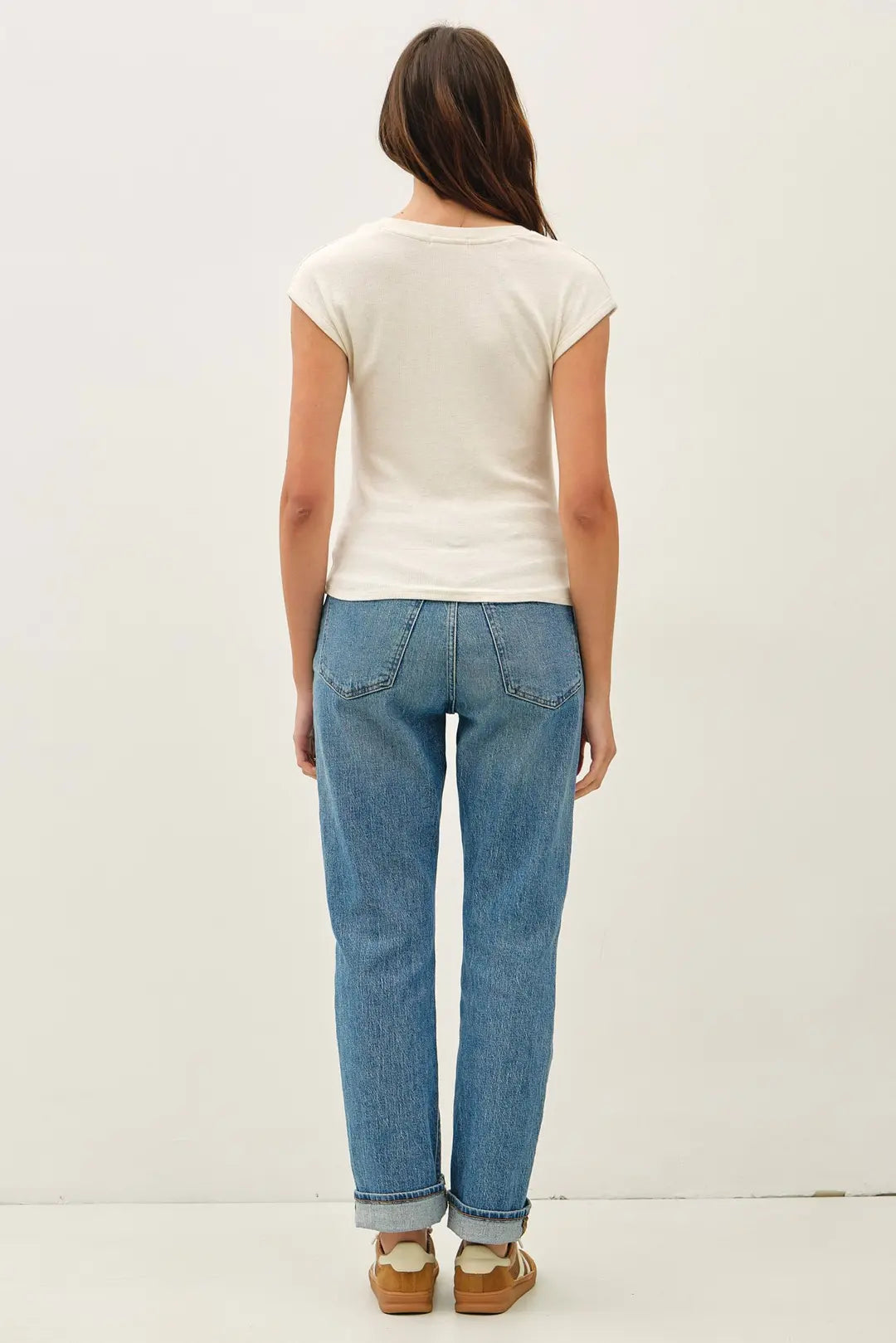 Ribbed Scoop Neck Cap Sleeve Modal Top Oatmeal