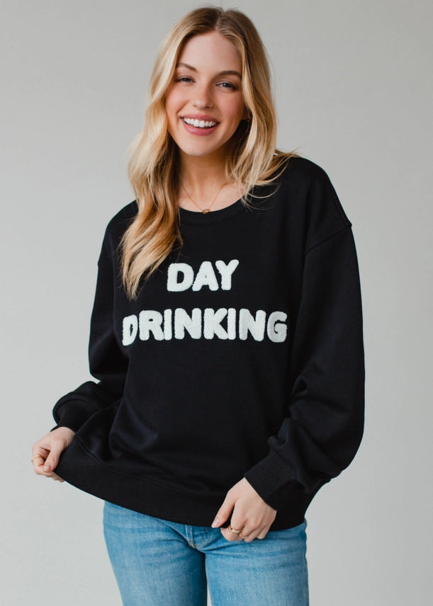 Day Drinking Boucle Sweatshirt Black