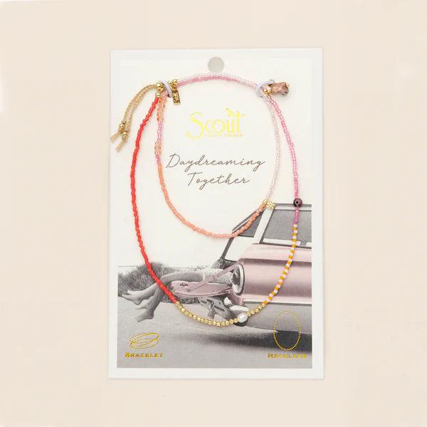 Mixed Media Wrap Bracelet/Necklace Love | Rhodocrosite