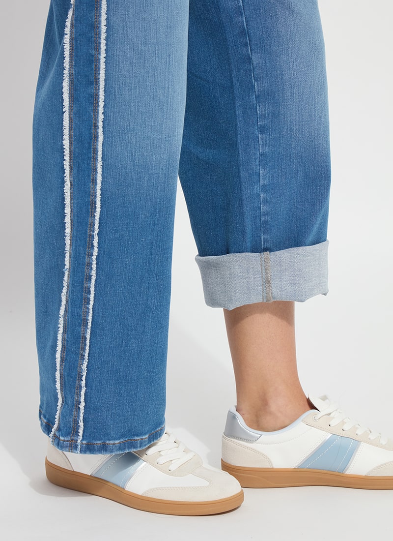 Andie Fringe Detail Denim Pants Authentic Midwash