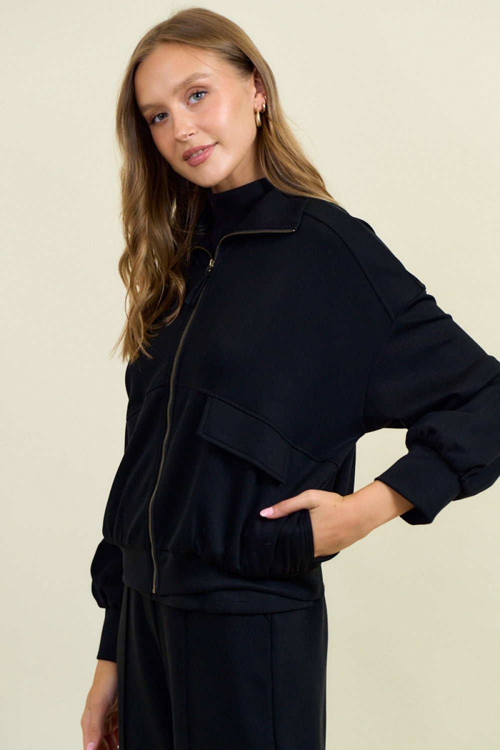 Brushed Modal Flap Pocket Jacket Black