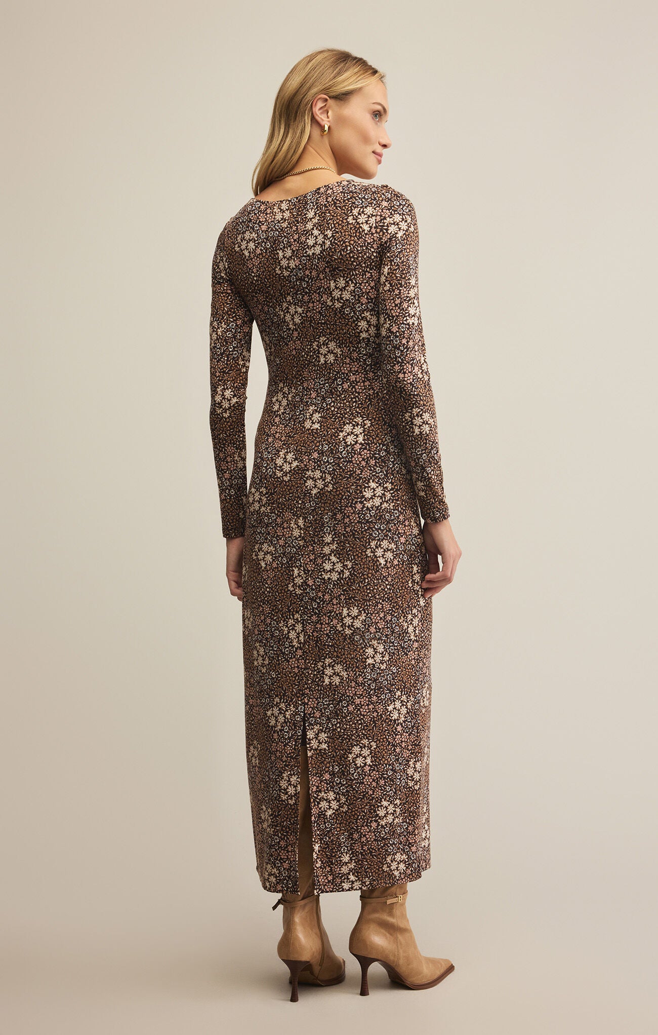 Exhale Sable Floral Midi Dress Black
