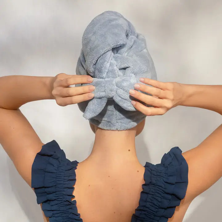 Plush Microfiber Hair Towel Turban w/ Bow