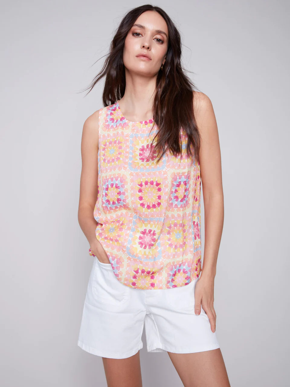Sleeveless Printed Viscose Top Festival