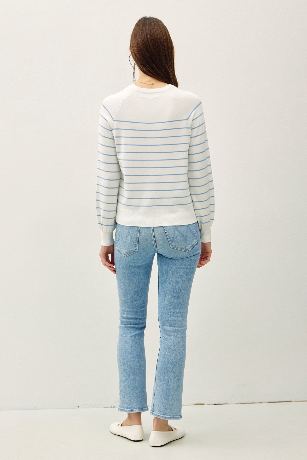 Striped Lightweight Sweater Top Sky