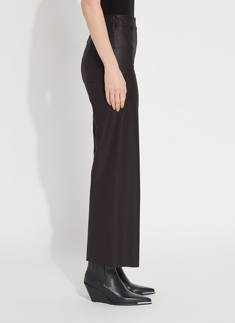 High Waist Vegan Leather Wide Leg Pants Double Espresso