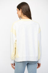 Exposed Seam Detail Colorblock Sweatshirt Heather Grey + Yellow