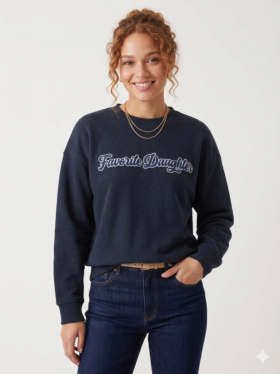 The Varsity Embroidered Sweatshirt Navy + White