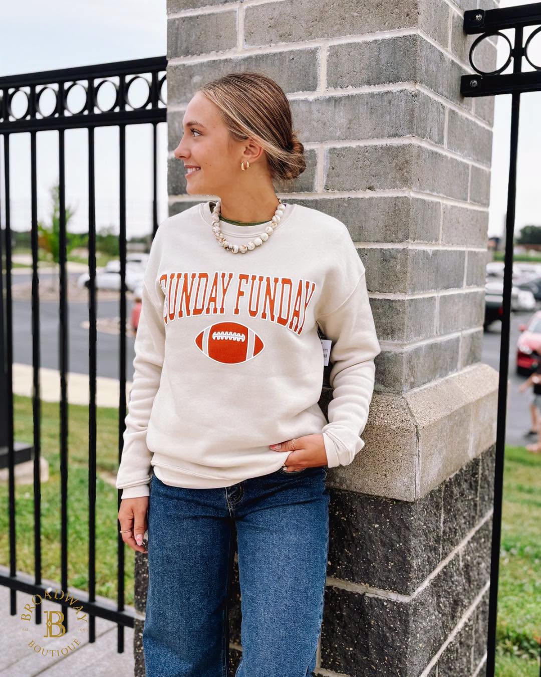 Sunday Funday Puff Graphic Sweatshirt Heather Dust