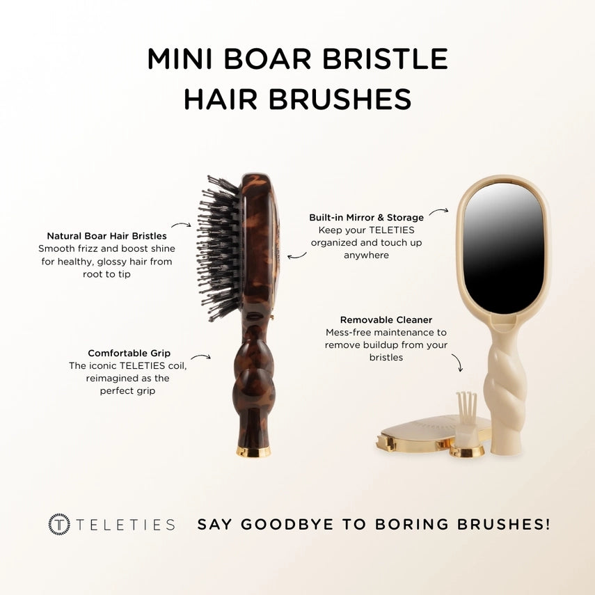 Teleties Mini Hair Brush Tortoise Boar Bristle