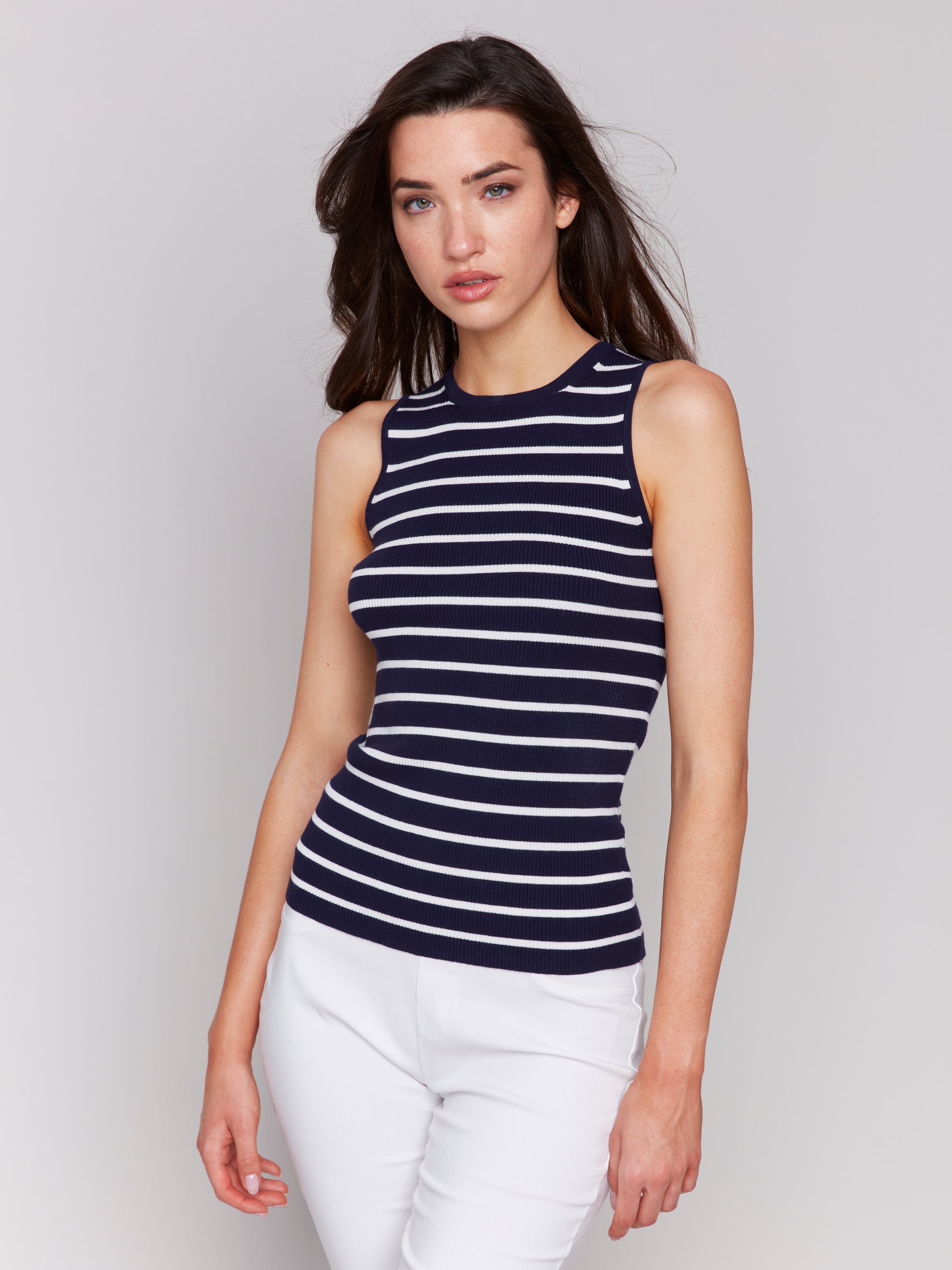 Rib Knit Tank Top Navy