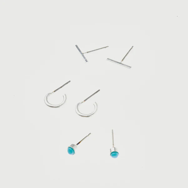 Scarlett Stud Trio Silver | Turquoise