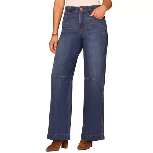 Ab Solution Skyrise Double Side Seam Wide Leg Jeans Blue
