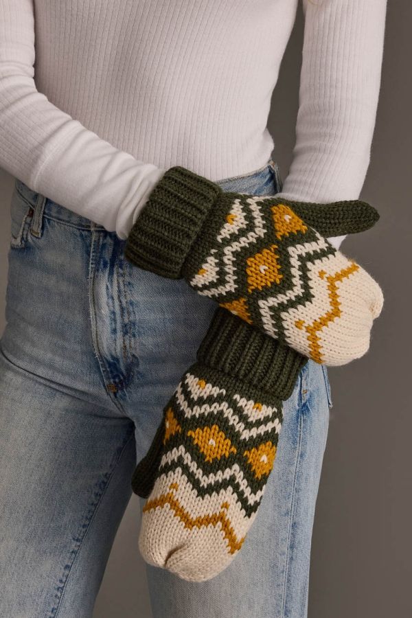 Diamond Pattern Knit Mittens