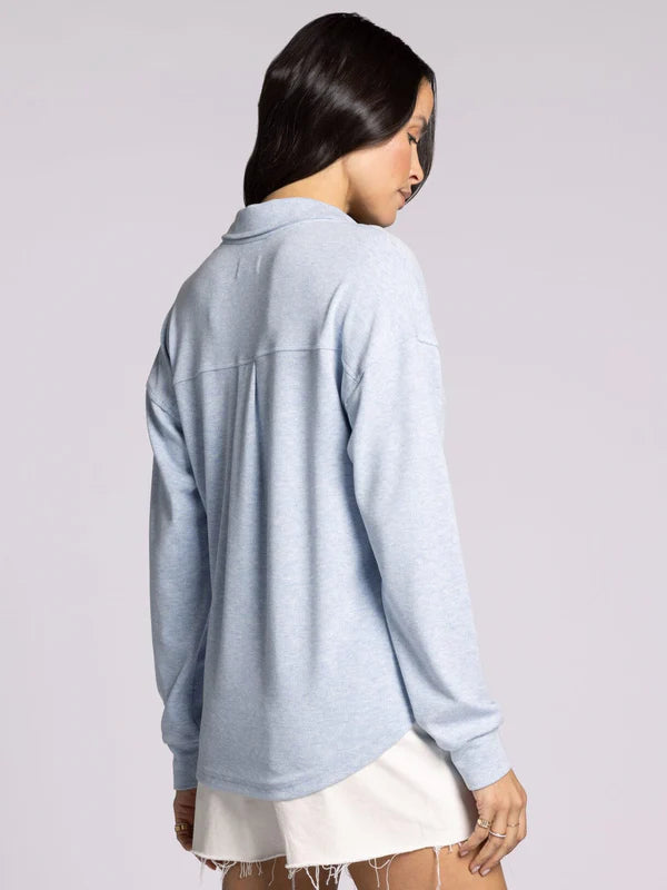 Taylor Collared Top Sky Blue Heather