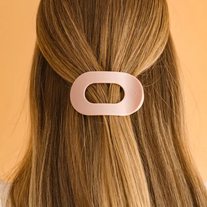 Teleties Small Flat Round Hair Clip Pearly Pink