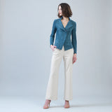 Soft Suede Signature Moto Jacket Blue Moss