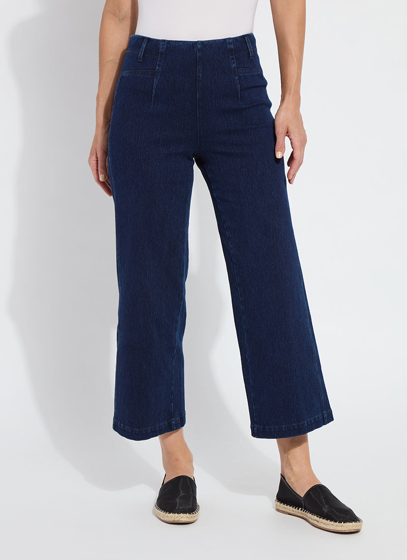 Layton Wide Leg Crop Pants Dark Indigo