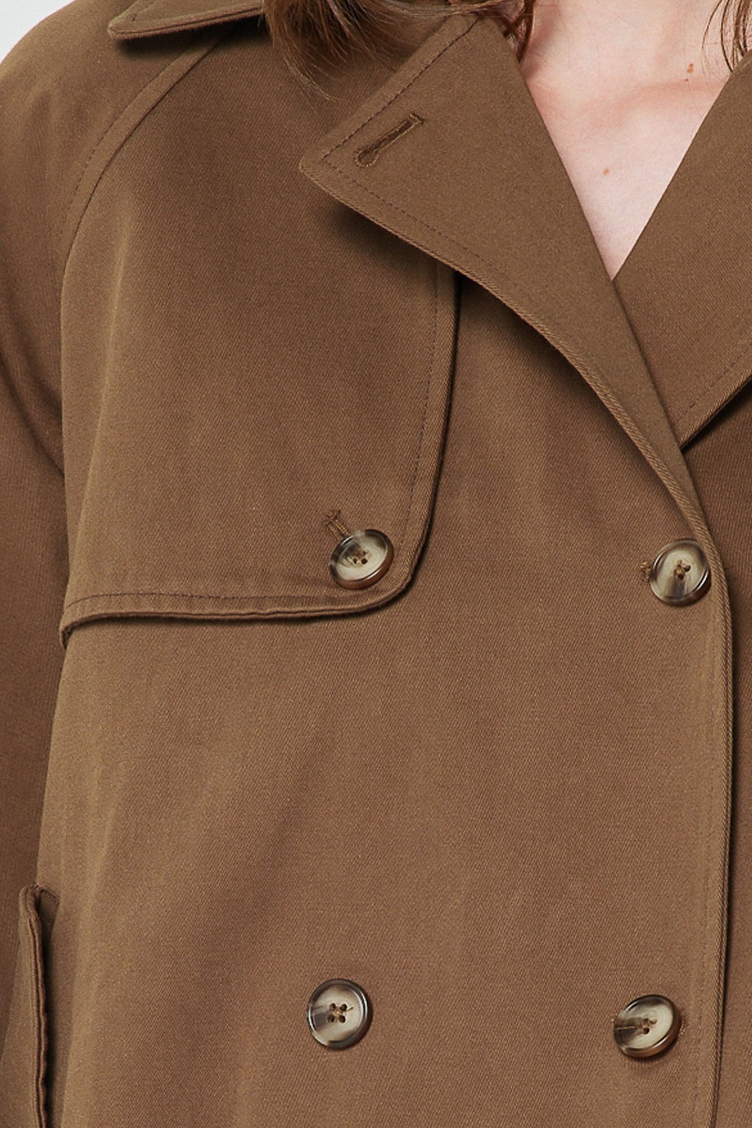 Bubble Hem Cropped Trench Style Coat Brown