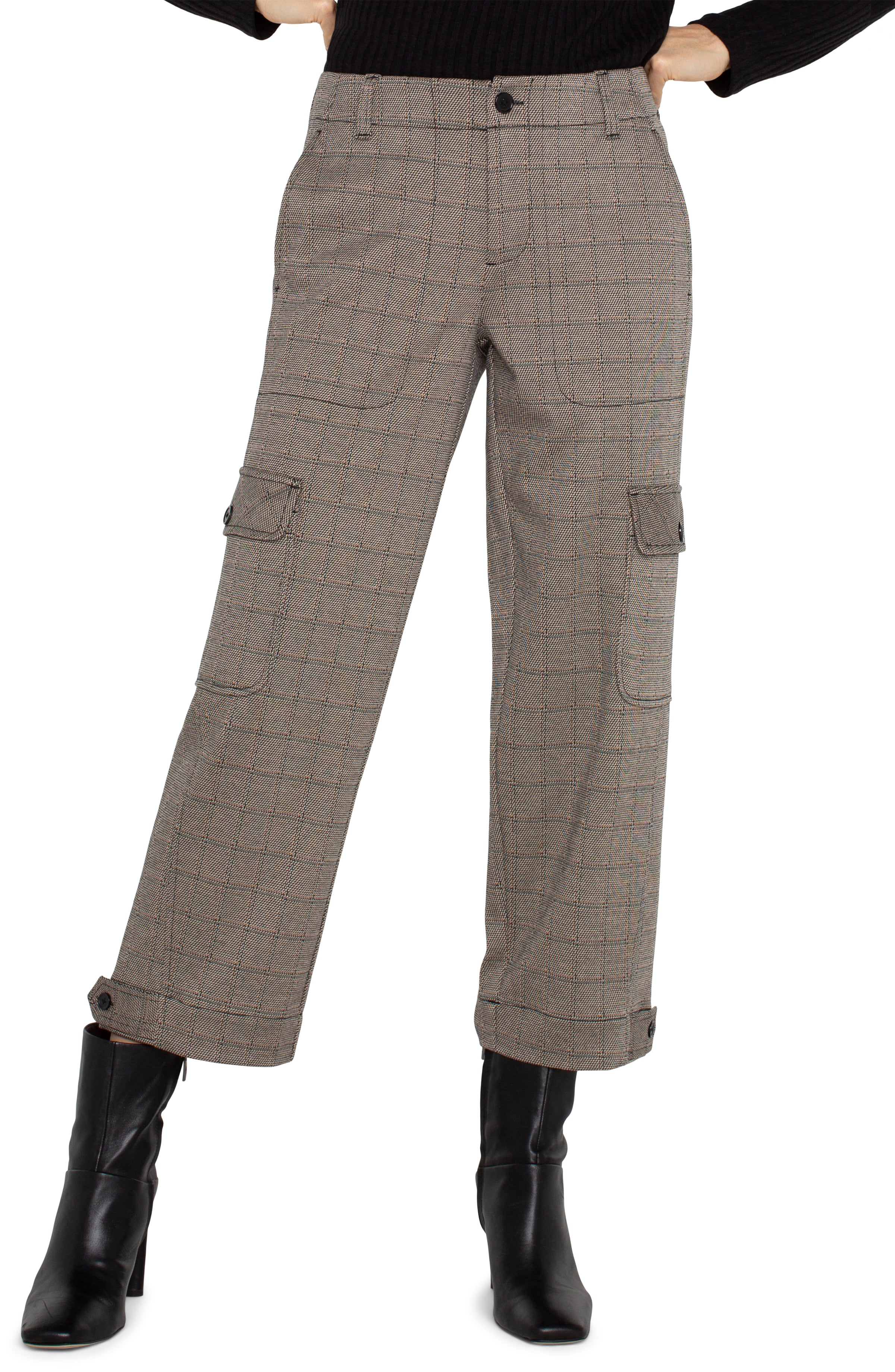 Tab Hem Utility Crop Cargo Pant Peppercorn Plaid