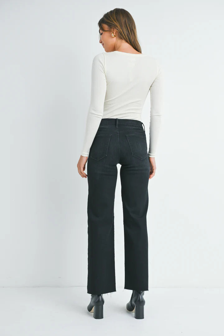 Slim Palazzo Scissor Cut Jeans Washed Black