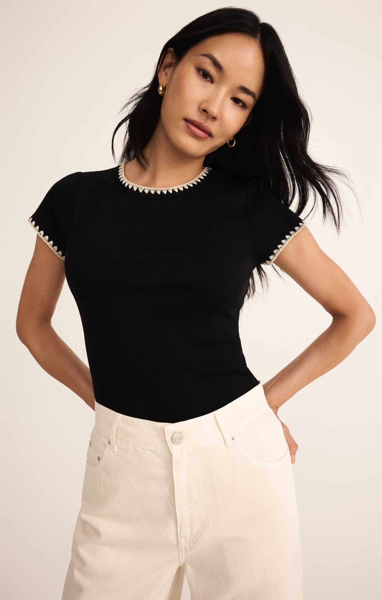 Cassis Rib Tee Black