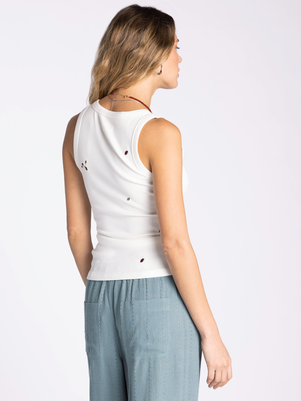Edlin Embroidered Tank Strawberry