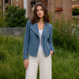 Soft Suede Signature Moto Jacket Blue Moss