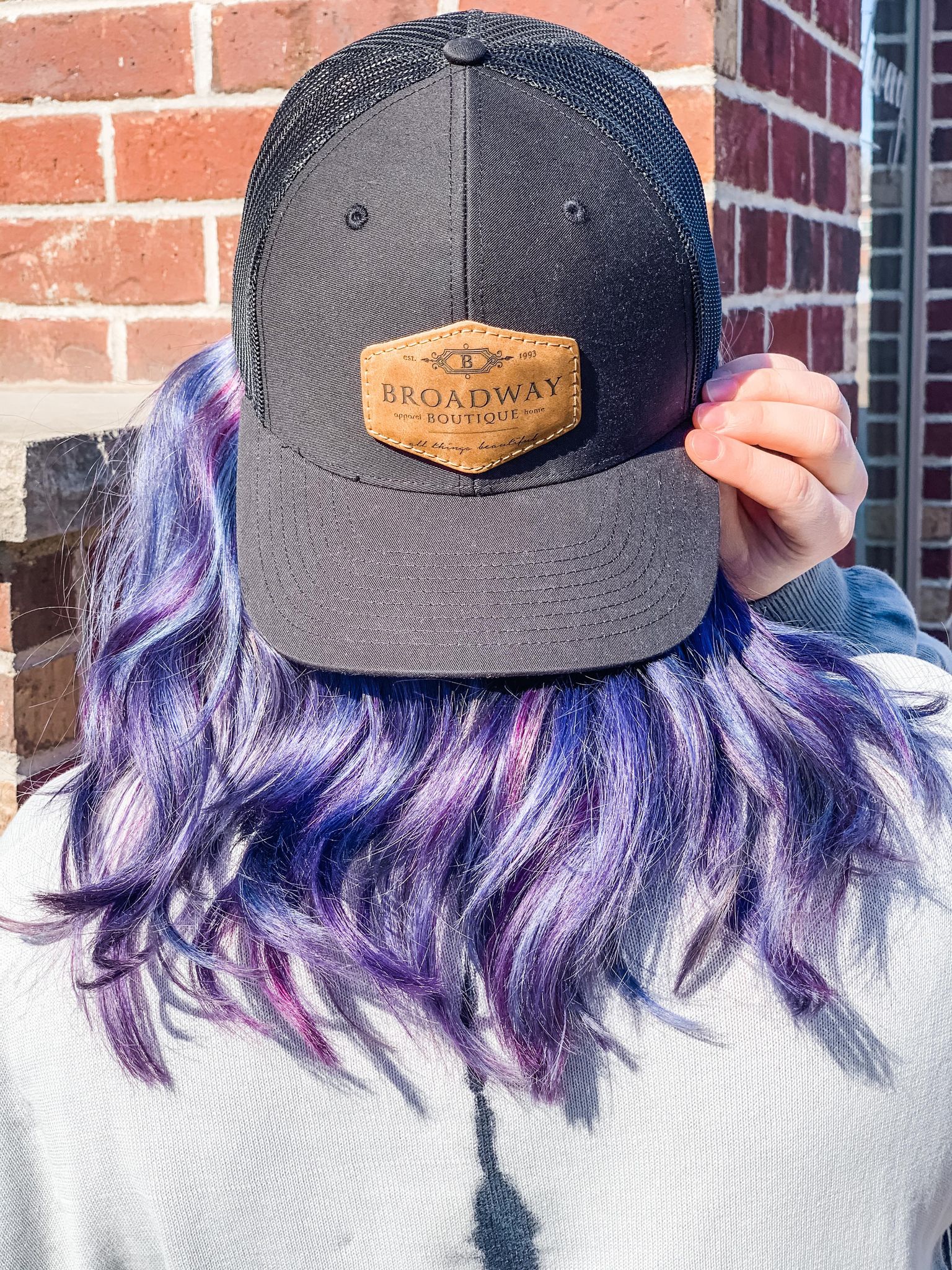 Broadway Leather Patch Trucker Hat Black