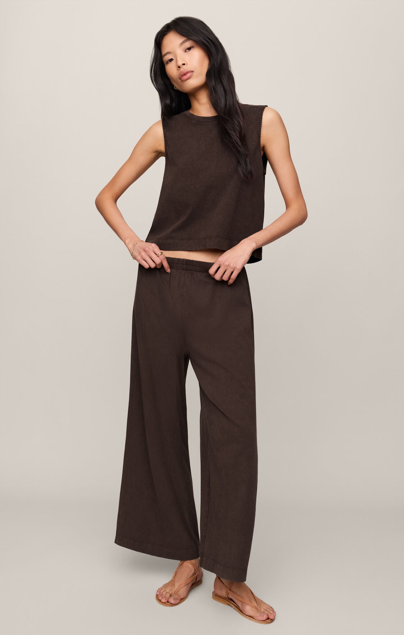 Sloane Crew Neck Jersey Muscle Tank Dark Chocolate