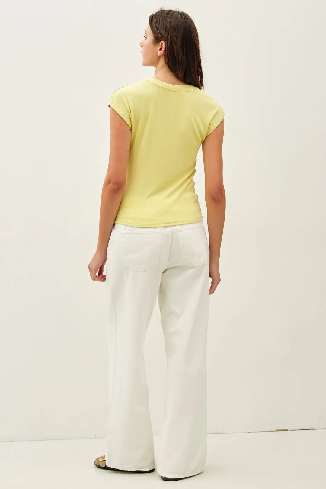Ribbed Scoop Neck Cap Sleeve Modal Top Acacia