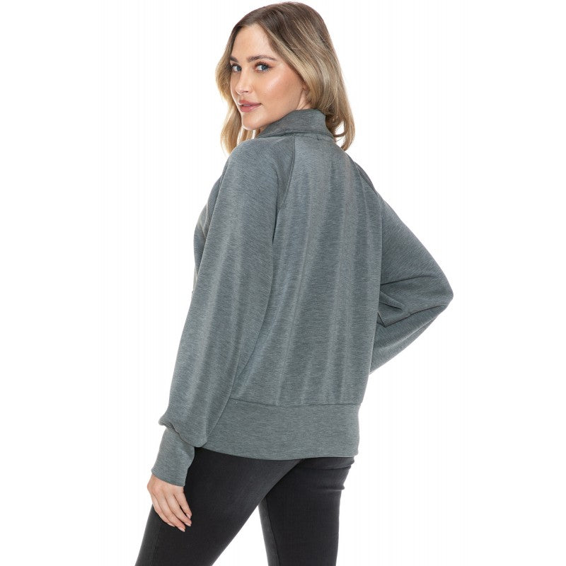 Leather Trim Jacket Charcoal